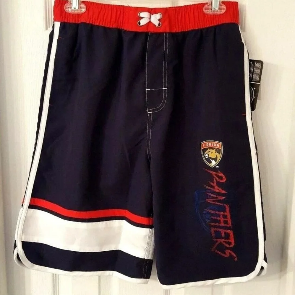 FLORIDA PANTHERS Youth Swim Suit Size Large 14/16 Trunks Color Block Pockets New